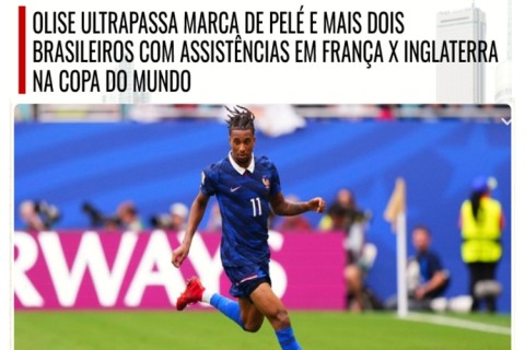 Olise ultrapassa marca de Pelé e mais dois brasileiros com assistências em França x Inglaterra na Copa do Mundo